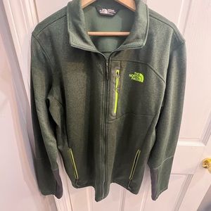 Green North Face zip up, Size Large